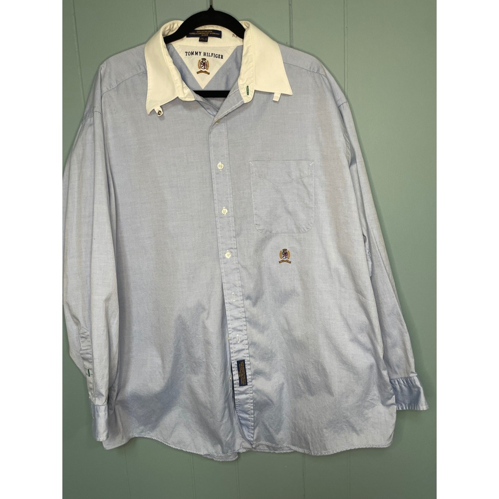 Tommy Hilfiger Mens 100% Cotton Oxford Button Down Shirt Classic Fit 17 1/2 - 35